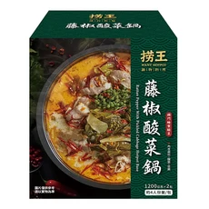 撈王 藤椒酸菜鍋湯底, 1.2kg, 2個