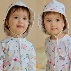 [썬블럭햇] 솜니움베베 아기 유아 토끼 수영모자 여아 UV 플랩캡 자외선차단 모자