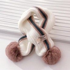 兒童圍巾 可愛圍巾 高顏值圍巾 防風保暖 2024寶寶圍巾冬季男女童柔軟拚色保暖毛綫圍巾兒童百搭球球圍脖潮