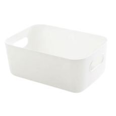 純色收納 白色 無印風 簡約收納盒 多色收納筐 帶蓋收納籃, 1個