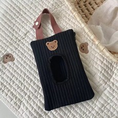 紙巾袋濕紙巾收納袋可愛韓國系列濕紙巾套推車紙巾袋臺灣出貨, 黑色小熊, 1個