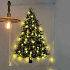 크리스마스 겨울 트리 패브릭 벽장식 별전구포함