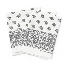 Sosun 반다나 100% 면 페이즐리 스카프 헤드웨어 남성 또는 여성용 페이스 마스크 블랙 다크 브라운 베이지 181181, 화이트