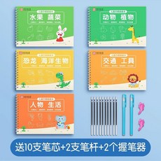 兒童凹槽繪畫本 控筆訓練 幼兒園專用 簡筆畫 描摹 寶寶啟蒙套裝 2-6歲, 1個, 凹槽控筆+圖形認知【給寶寶寫字打好基礎】,特惠全套【凹槽繪畫5本+消失筆】439圖