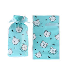 시선레드 구디백 간식 포장 리본 선물봉투 하이시브 복주머니(23*15*6cm), 민트 곰돌이, 50매