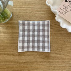 컵받침 패브릭 코스터 체크 시리즈 2p, 브라운, 1세트