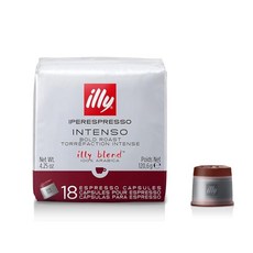 Illy 커피 Intenso iperEspresso 캡슐 다크 로스트 에스프레소 포드 illy iperEspresso 머신과 호환 18개, Illy 커피, Intenso iperEspresso