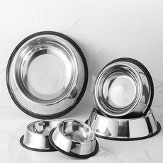 니즈플리 미끄럼방지 위생적인 아기강아지준비물 치와와밥그릇 아기강아지사료그릇 반려견사료그릇 스테인리스강아지식기, XS