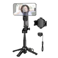 hoco.多功能手機自拍桿三腳架 無線藍牙遙控 內置補光燈 多角度調整 輕巧便攜, 黑色, 1個, K27 Pro