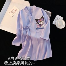 桃園出貨- 新款春秋女童兒童棉款長袖親子卡通睡衣外穿休閒睡浴袍外袍