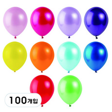 파티팡 라운드 풍선 30cm, 100개, 펄 레인보우