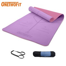 OneTwoFit 원투핏 프리미엄 체위선 두꺼운 요가매트 3컬러 선택가능 미끄럼방지 홈트 초보자용 TPE 롤링 다용도, 1개, 퍼플