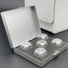 5개 세트 빨강 초록 파랑 알루미늄 합금 주사위 박스 포함 클럽 파티 DND RPG 보드 게임용 테이블, 06 Silver Square box