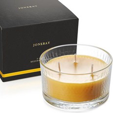 두꺼운 유리병에 담긴 3 밀랍 양초 순수 천연 수제 양초 22시간 지속되는 무향, 1 Pa