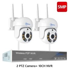 Movols 무선 CCTV 시스템 양방향 오디오 방수 와이파이 IP 자동 추적 PTZ 10CH NVR 감시 키트 H.265 3MP, 01 빠른  Mainland, 03 없음, 07 10CH 5MP With 2 PTZ
