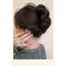 Lavitree 요즘유행 똥머리 가발 밴드 볼륨 올림머리, 1개, 내추럴 블랙