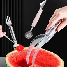 수박칼 슬라이서 커팅포크 스푼 3종 과일 자르는 칼 수박화채칼 수박컷팅기 수박슬라이서, 커팅 포크