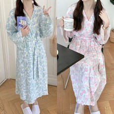 여성 요루면 플라워 로브 샤워가운 커버업 호캉스 홈웨어 파자마 목욕가운 HV0010여자 봄 여름