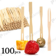 미니 손잡이 대나무 포크 9cm 100p (도시락 과일꽂이 샌드위치 수제햄버거 과일꼬지 디저트포크), 1개