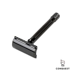 CONQUEST 德國 Merkur 23C 黑色長柄安全雙刃刮鬍刀 新手入門推薦款 贈Derby國際刀片, 1個