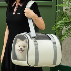 클라민 강아지 고양이 이동가방 애견 이동장 캐리어, 1개, 아이보리