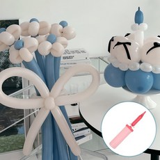 알로카노 DIY 풍선 꽃다발 + 손펌프 꽃풍선 만들기, 파스텔블루 SET (꽃다발+모자), 1개