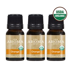 더아로마샵 USDA 유기농 에센셜오일 디퓨저 아로마테라피 숙면 힐링, 3개, 10ml, 오렌지 유기농 에센셜오일