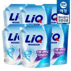 리큐 베이직 찬물빨래 세탁세제 리필 일반용, 2L, 6개