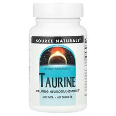 Source Naturals 소스내추럴스 타우린 500mg 60 태블릿 영양제 건강보조식품, Source Naturals 소스내추럴스 타우린 500, 1개, 60정
