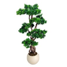 仿真綠植盆栽 迎客松 新中式室內外景觀裝飾擺件, 羅漢松, 1個