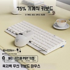 기계식 키보드 매크로 지원 게이밍 전용 유선 RGB 백라이트 커스텀스위치, 제이드 화이트 무선 백색광 세트