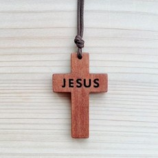 카멜 JESUS 나무십자가 목걸이(中)