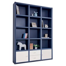 아미까쥬 수납형 1200 5단책장 15칸책꽂이 완제품배송, 네이비