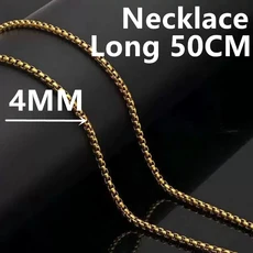 스노우체인Andara 925 스털링 실버 골드 도금 4mm 와이드 스퀘어 체인 목걸이 패션 기본 초커 여성 남성 쥬, 02 4mmBoxGold50CM