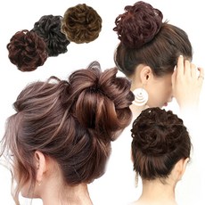 마녀플랜트 업스타일 만두머리 한복올림 상투 댕고 셀프 똥머리 간편 부분가발밴드, 밀크브라운, 1개