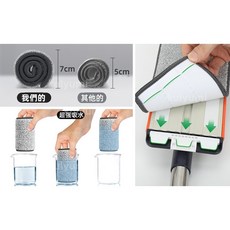 鋁合金拖把 平板拖把 乾濕兩用拖把 家用除塵大面板拖把, 1個, 原裝拖布*4