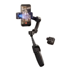 QINGBOX AI智能手機三軸穩定器，自動追蹤防手震Vlog直播神器，輕巧便攜多功能遙控, 黑色, 1個, M05 AI