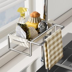 라이프리듬 스텐 물빠짐 공중부양 수세미 거치대 행주걸이, 1개, 올스텐