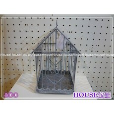 House傢飾 美式鄉村復古Loft工業風 鳥籠盆栽架(屋型) 限量款