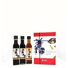 佳源油品 油衷之禮禮盒組：黑麻油250ml x 2入 + 芝麻香油250ml x 1入, 1個
