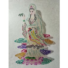 手工牛皮雕刻皮影觀音擺件, 如圖所示, 1個