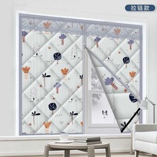 바람막이 커튼 커텐 패딩 단열 창문 방풍 난방 현관 누빔 암막 창문, 90x120 실버 애쉬 트리