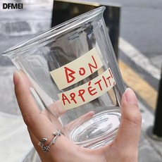 DFMEI 家用玻璃杯創意字母飲料咖啡杯加厚辦公室地推禮品杯子, 1個
