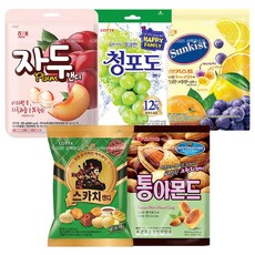 사탕세트 캔디 5종세트 (썬키스트+스카치 세가지+ 통아몬드 + 자두캔디 + 청포도캔디), 1개