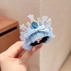 兒童冰雪皇冠丸子頭盤髮神器髮扣2025新款女孩公主頭飾不傷髮髮卡, 雪花皇冠【主圖熱賣單款】, 1個