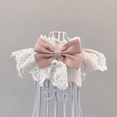 寵物圍巾 貓咪圍脖 網紗蝴蝶結 狗狗裝飾品 蕾絲項圈 口水巾圍兜, 1個, 粉色珍珠領結,S【約1-4斤】