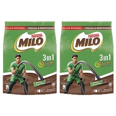 MILO 3인1 밀크 초콜릿 코코아 파우더, 33g, 18개입, 2개