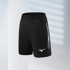 Mizuno 羽球衣 男女款速乾短袖套裝 情侶款羽毛球排球網球運動服, 黑色短褲,M