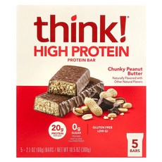 씽크씬 Think (띵크 ) 하이 프로틴 바 청키 땅콩버터 프로틴 바 5개입 각 60g(2.1oz), 1개, 60g