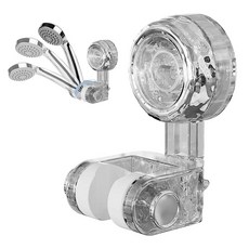 [루이/샤워기거치대흡착] 초강력 흡착식 무타공 샤워기 거치대 각도 조절 홀더 재사용 가능, 투명